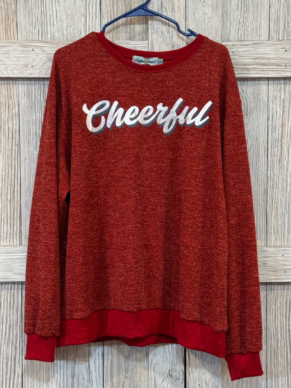 Southern Grace Cheerful Red Sparkly Women's Sweater Sz 2X